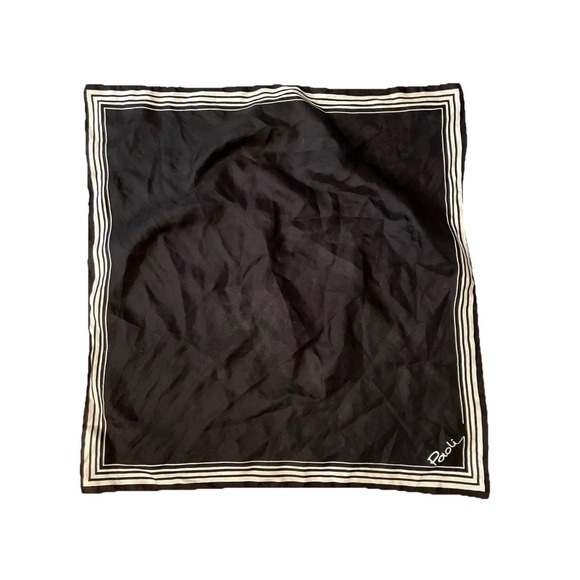 Paolita Accessories - Grannycore Paoli VTG Scarf Harness Black Striped Square 18x18 Whimsigoth